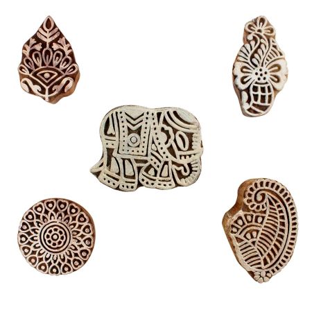 Set of 5 Piece New Mix Wooden Printing Blocks